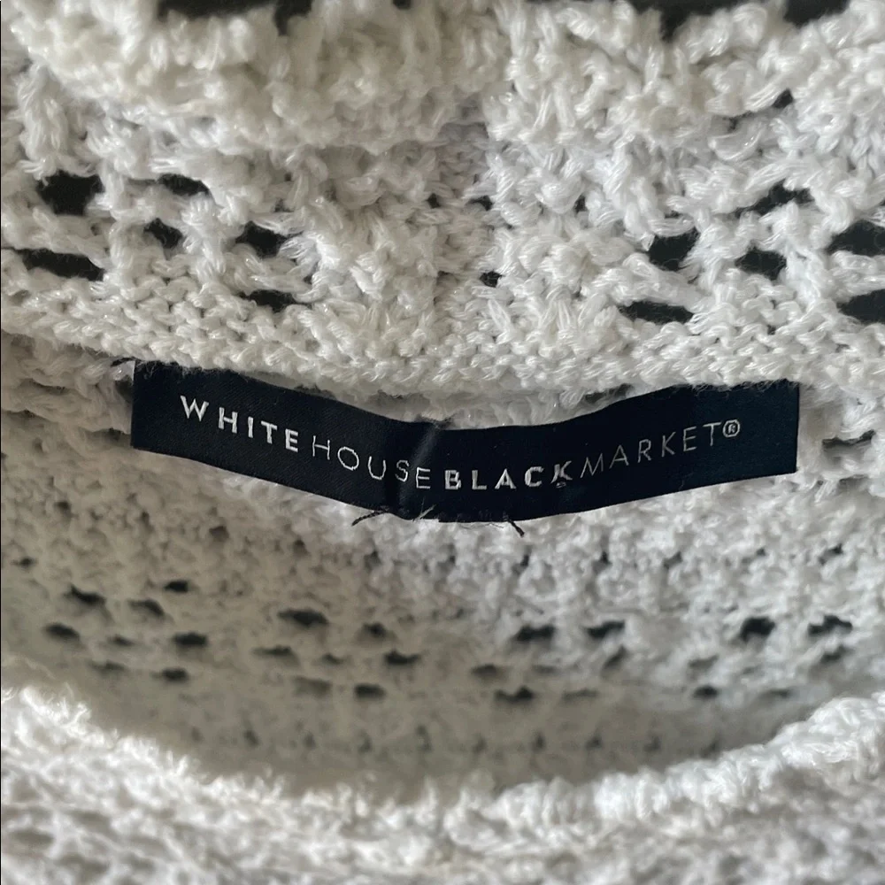White House Black Market White V-Neck Sweater